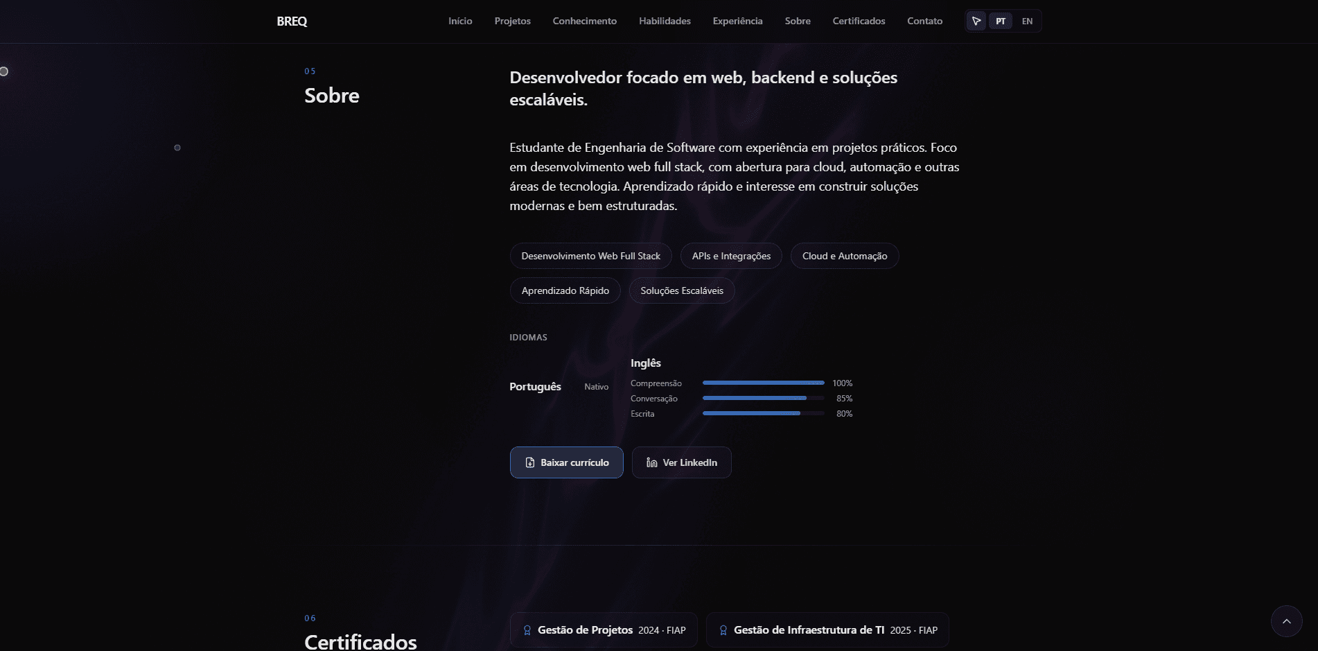 Software Engineer Portfolio — captura 4